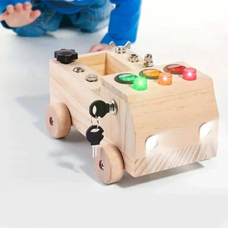 Houten Speelbord met LED-lampjes en Schakelaars voor Kinderen