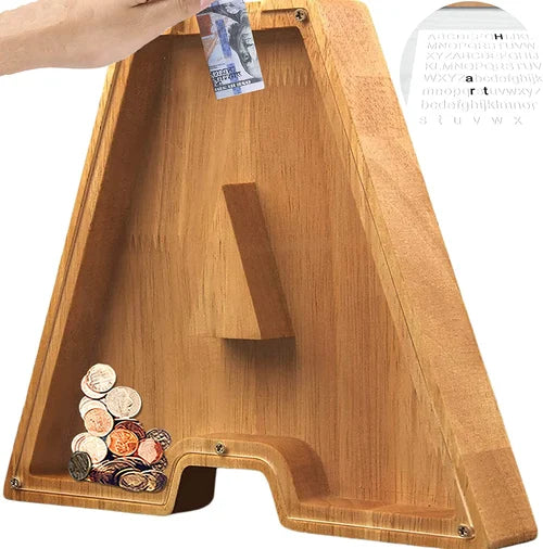 Houten Spaarpot Gepersonaliseerd met Naam of Initialen - Velinix
