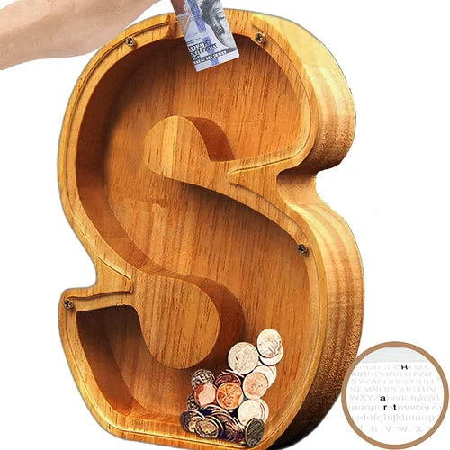 Houten Spaarpot Gepersonaliseerd met Naam of Initialen