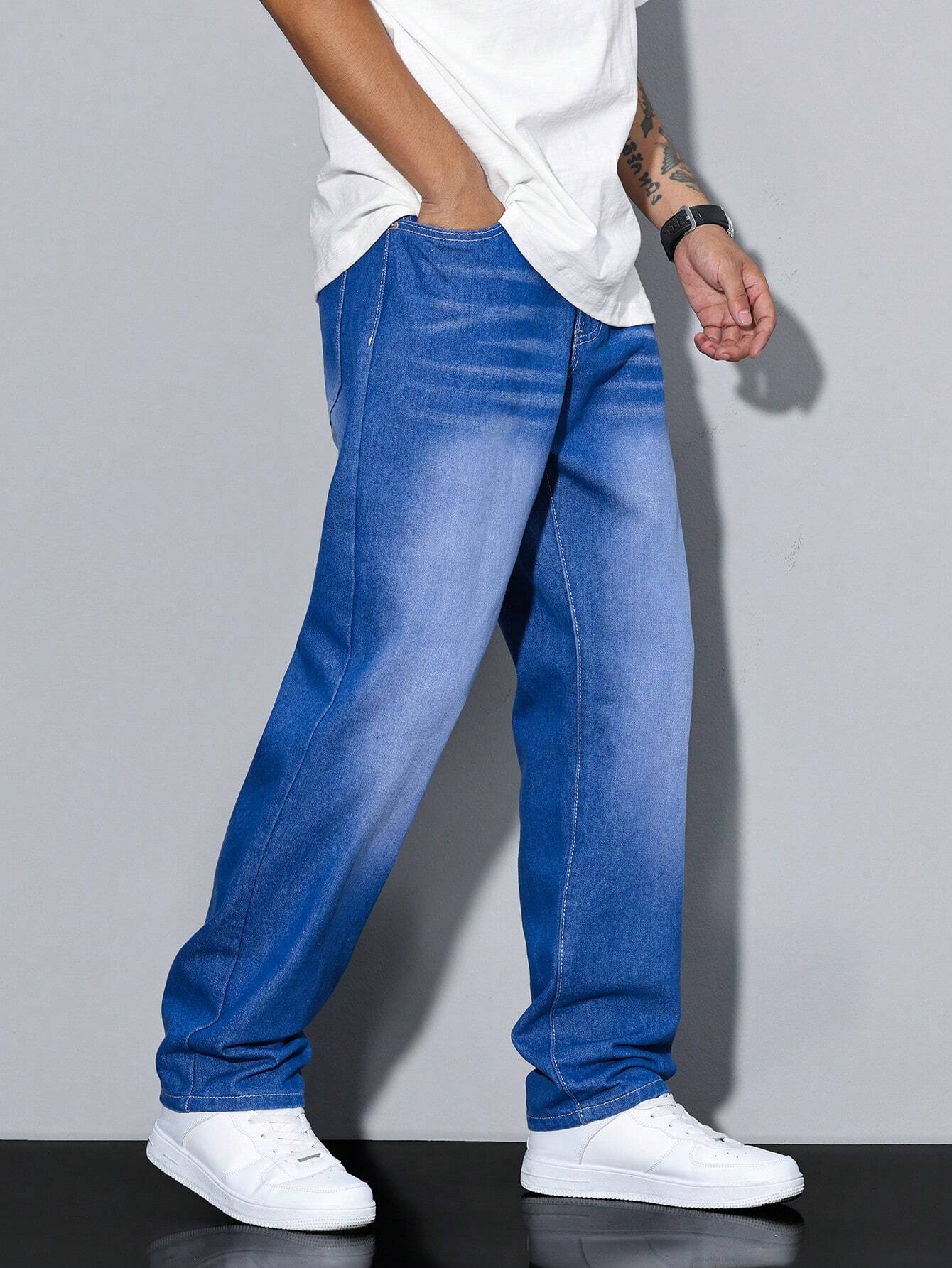 Heren Jeans Daan Effen Blauw Casual Mode