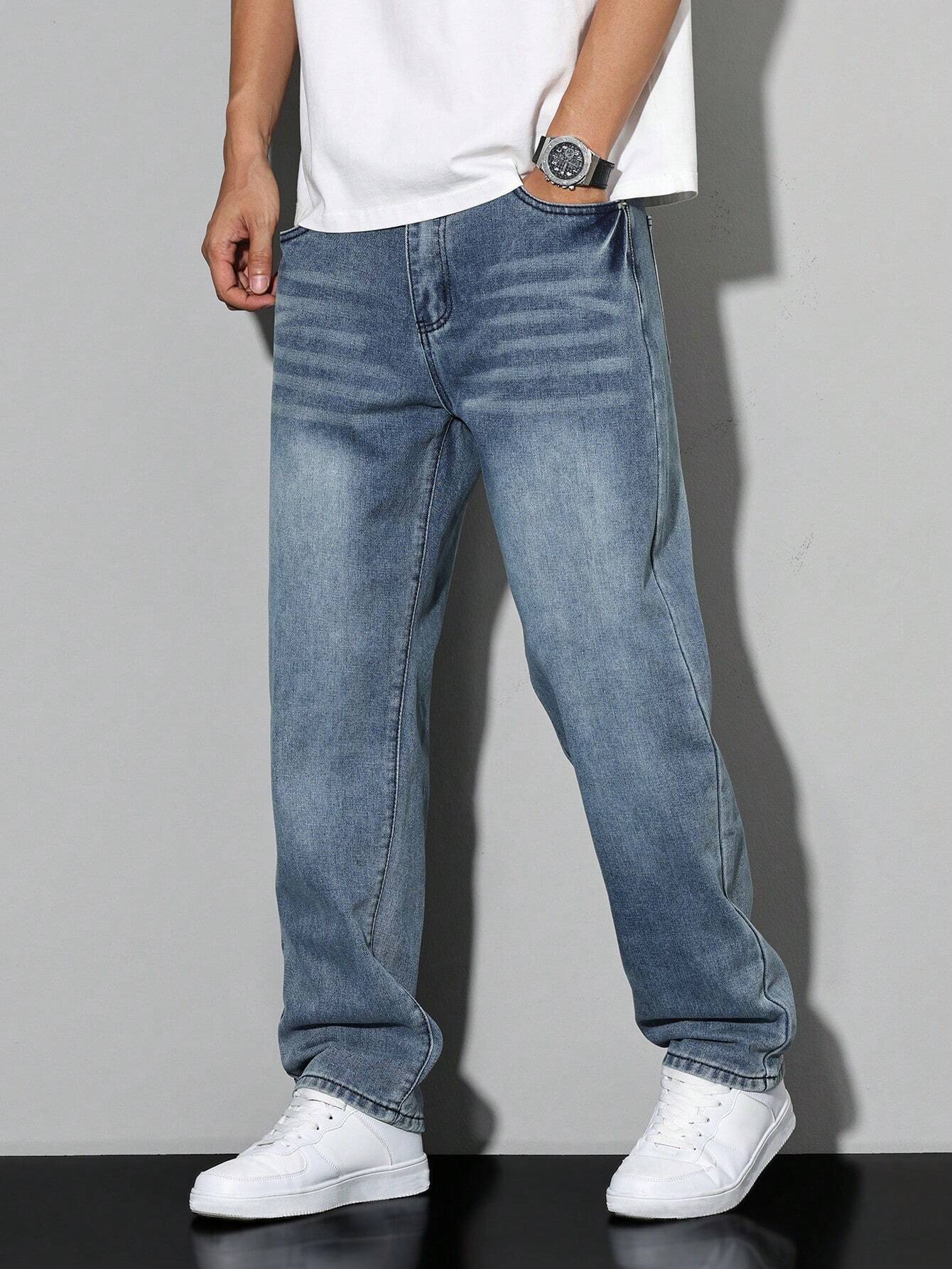 Heren Jeans Daan Effen Blauw Casual Mode