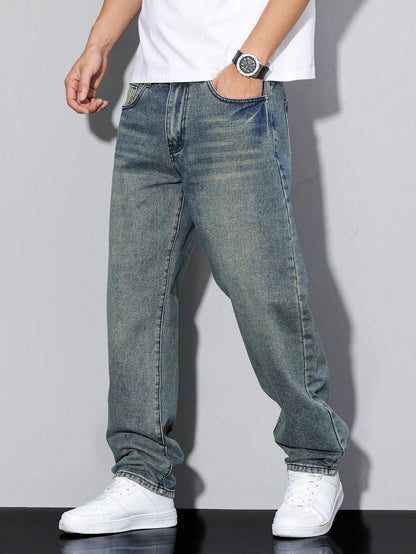Heren Jeans Daan Effen Blauw Casual Mode