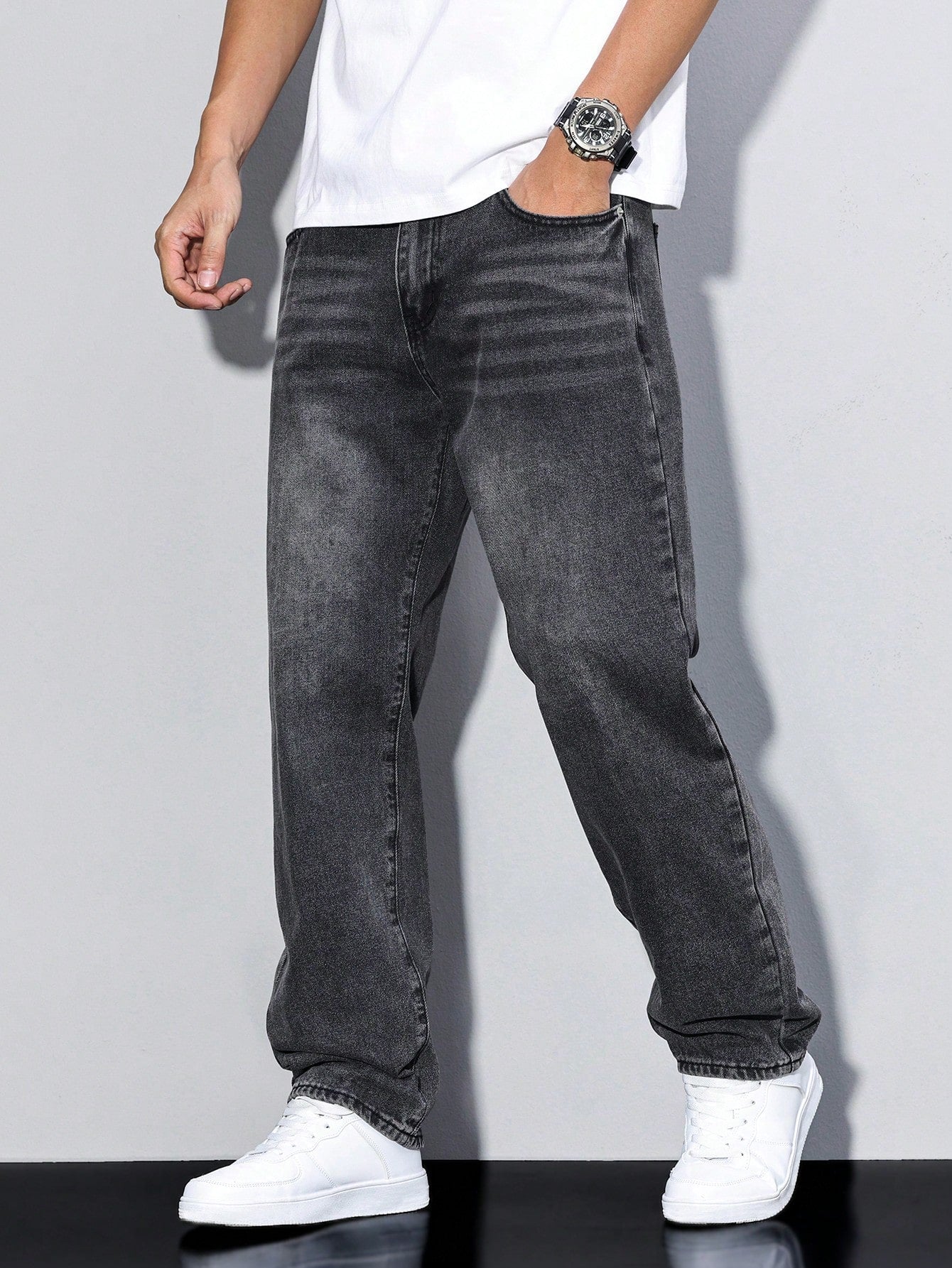 Heren Jeans Daan Effen Blauw Casual Mode