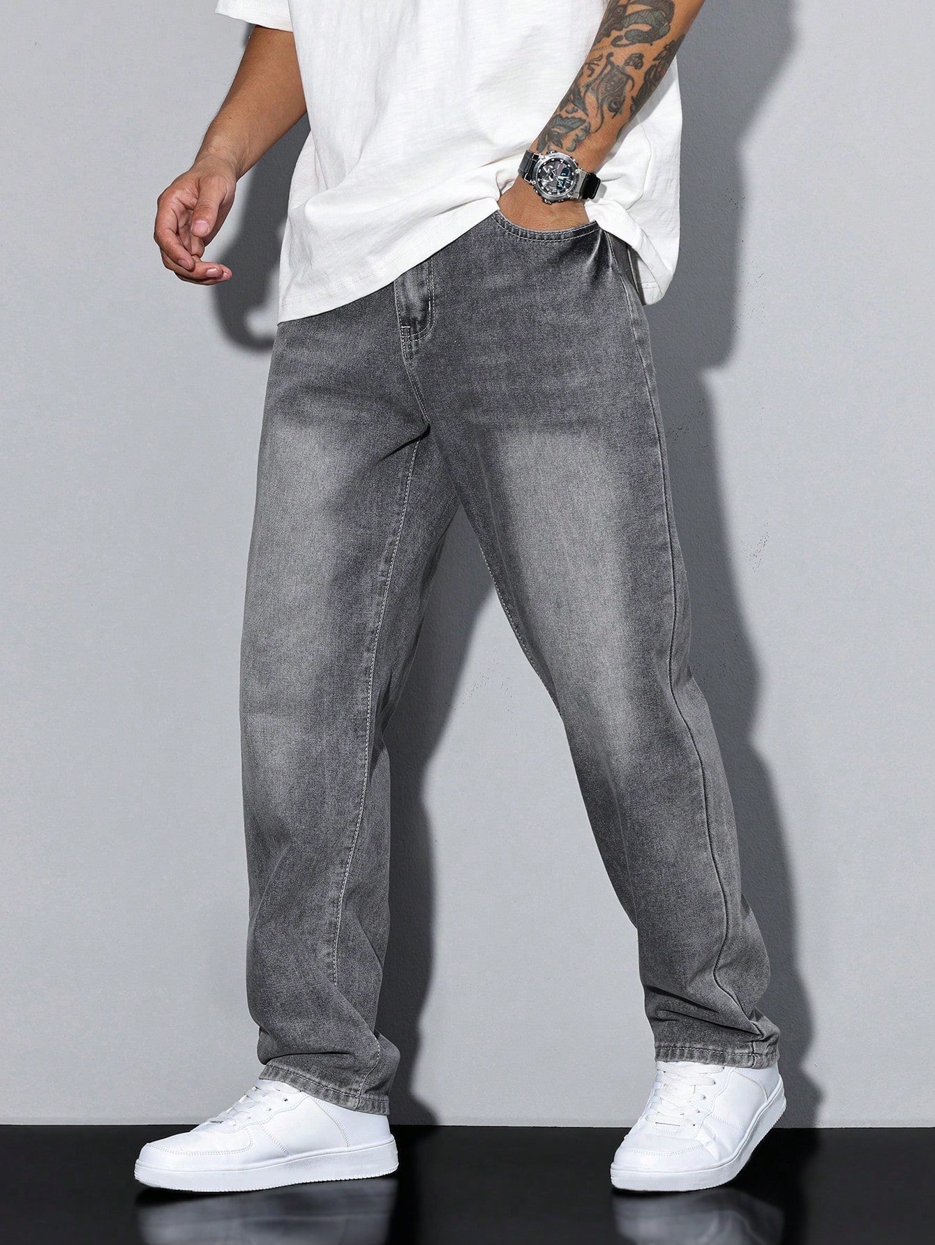 Heren Jeans Daan Effen Blauw Casual Mode - Velinix