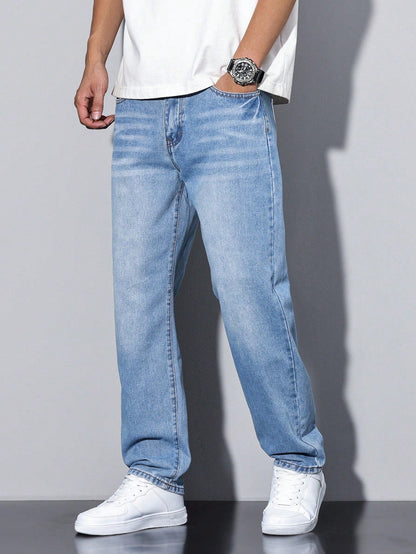 Heren Jeans Daan Effen Blauw Casual Mode