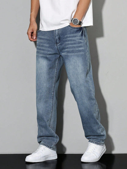 Heren Jeans Daan Effen Blauw Casual Mode