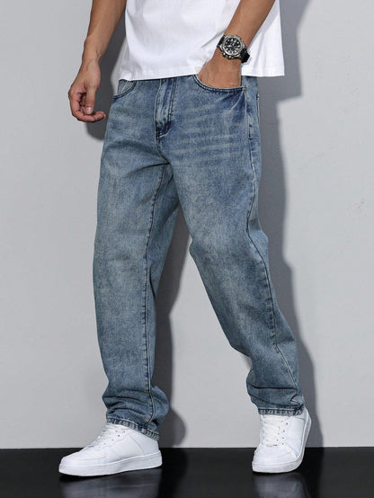 Heren Jeans Daan Effen Blauw Casual Mode