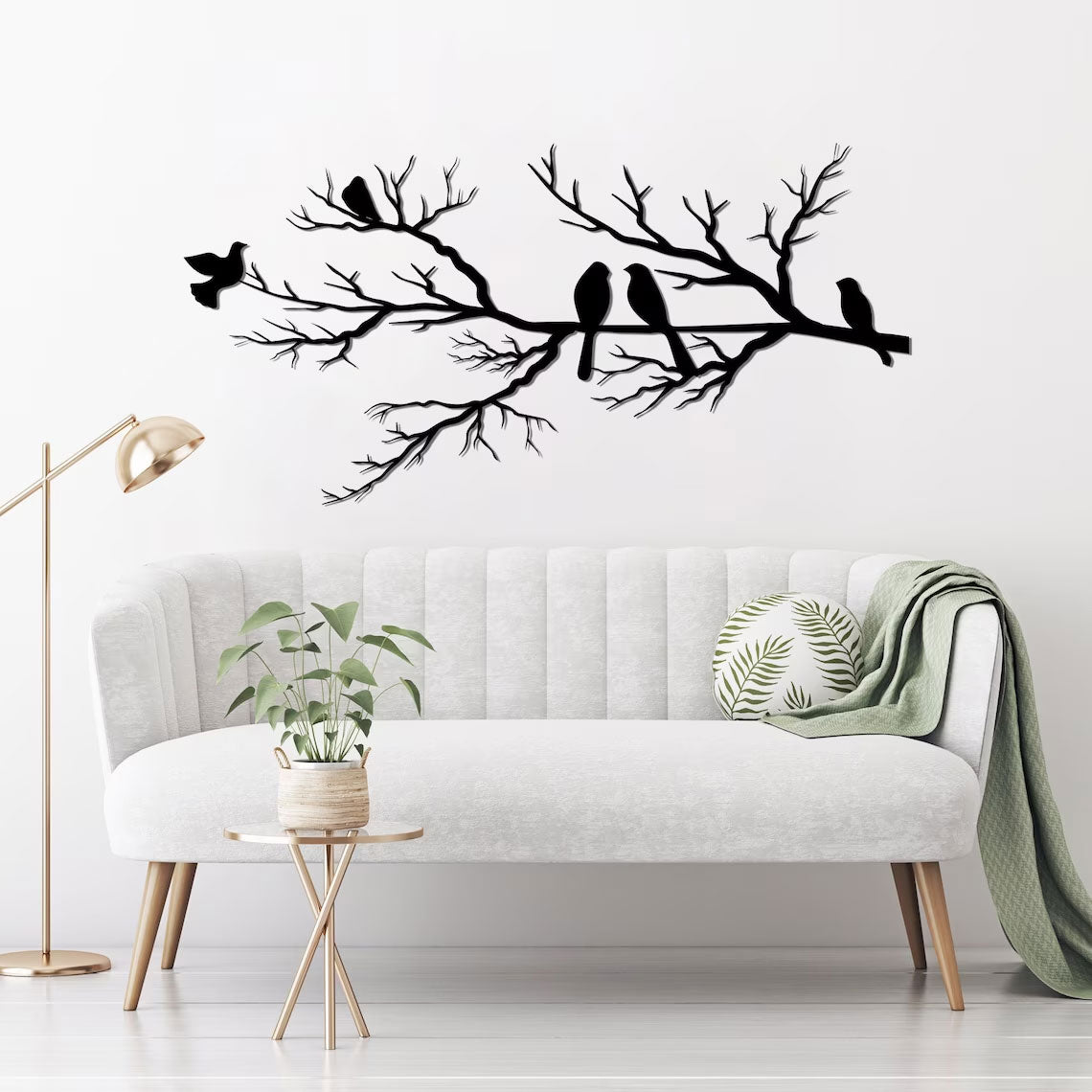 Wanddecoratie Metaal Vogels op Tak Natuurlijk Design - Velinix