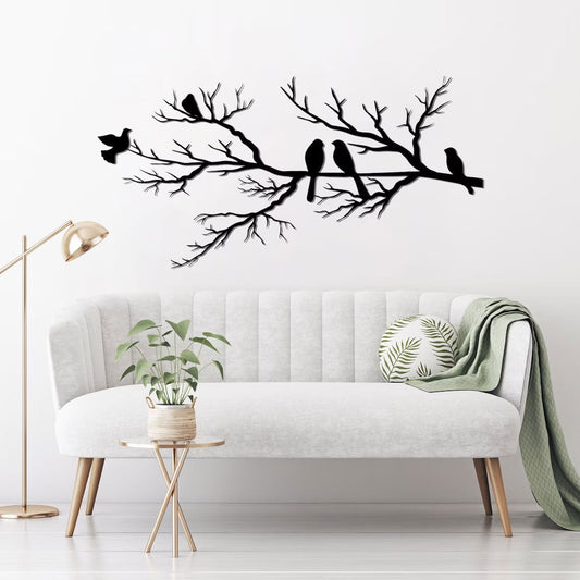Wanddecoratie Metaal Vogels op Tak Natuurlijk Design - Velinix