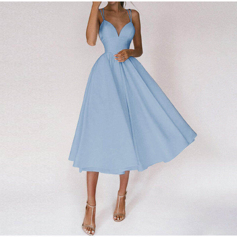 Variant image for Vitalux™ – Lange Jurk Dames met Elegante V-hals en Verstelbare Dragers-11