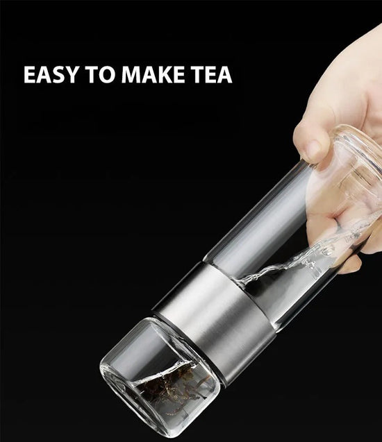 Draagbare Warmhoudfles van Glas met Theefilter voor Thee en Koffie