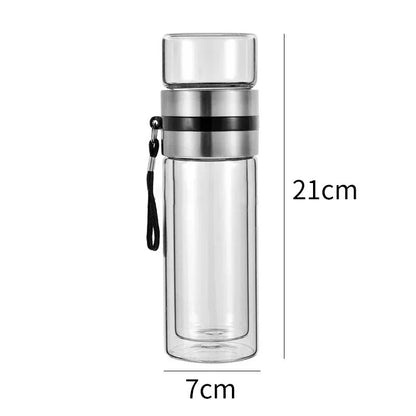 Draagbare Warmhoudfles van Glas met Theefilter voor Thee en Koffie