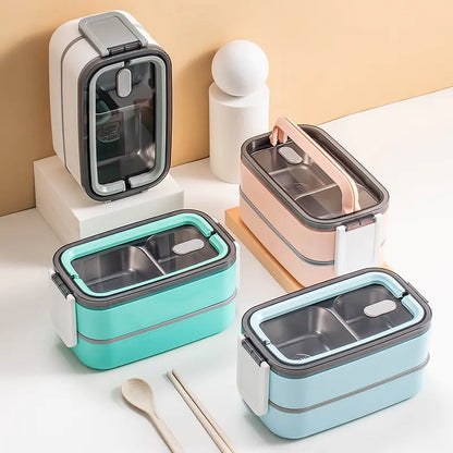 RVS Lunchbox 2-Lagen Bento Doos - Velinix
