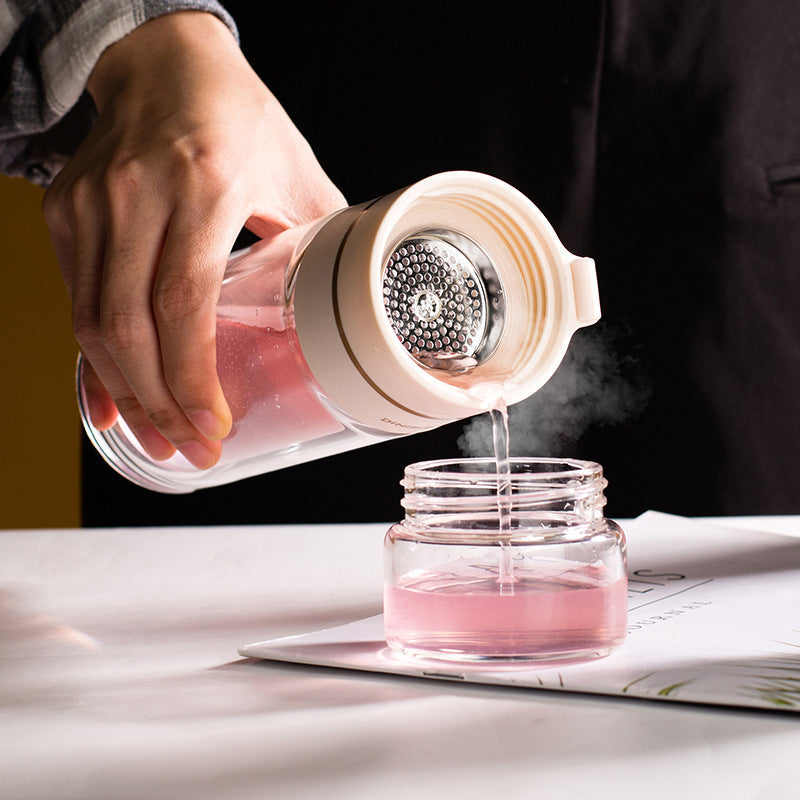 Glas Waterfles met Theefilter Dubbelwandig Isolerend