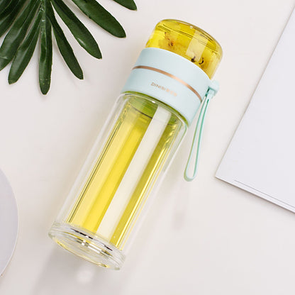 Glas Waterfles met Theefilter Dubbelwandig Isolerend
