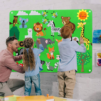 Viltbord voor Kinderen met Dierenfiguren Interactief Speelbord