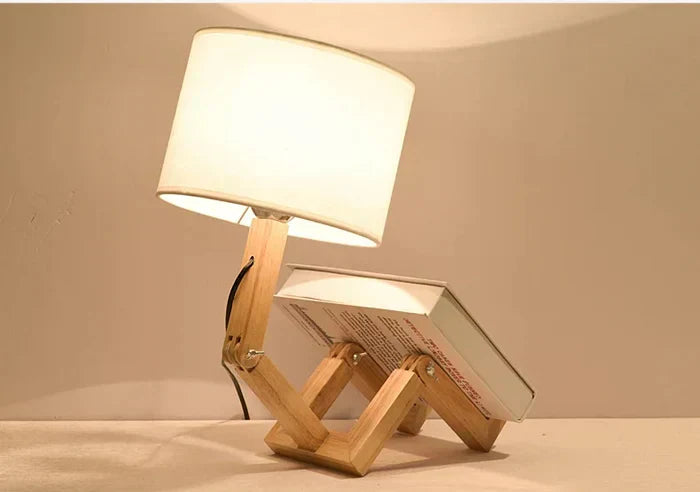 Houten Tafellamp Verstelbaar met Boekenrek en LED Licht - Velinix