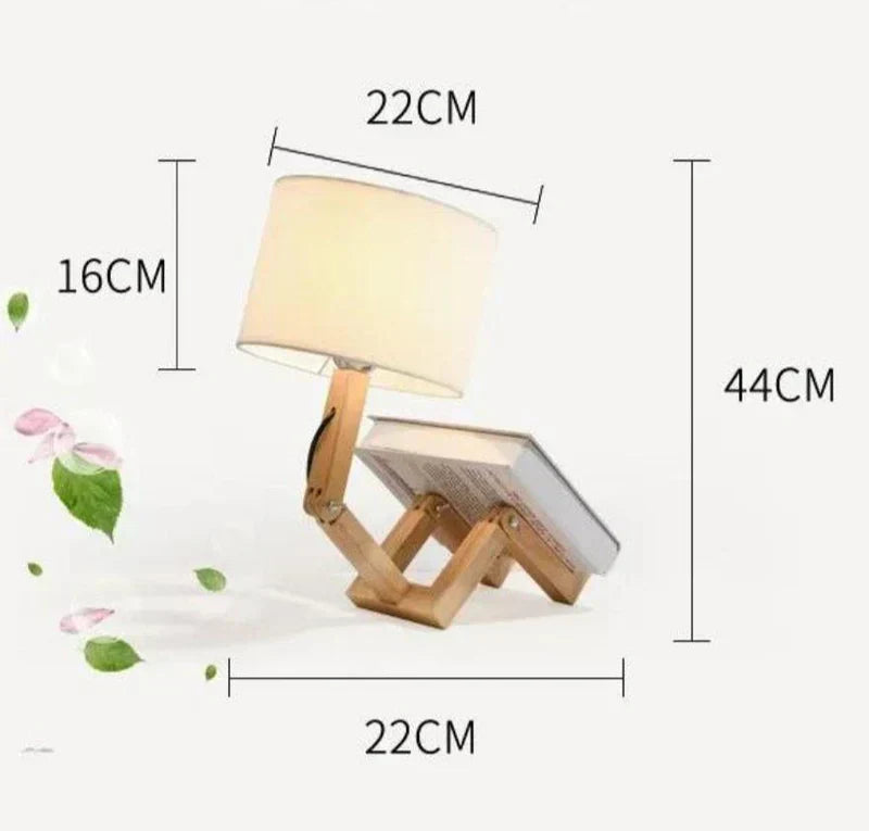 Houten Tafellamp Verstelbaar met Boekenrek en LED Licht