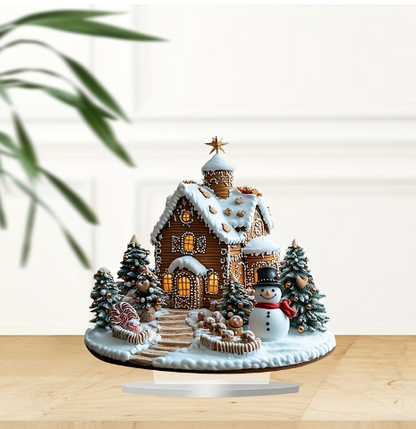 Kersttafeldecoratie Peperkoekhuis met Lichtjes