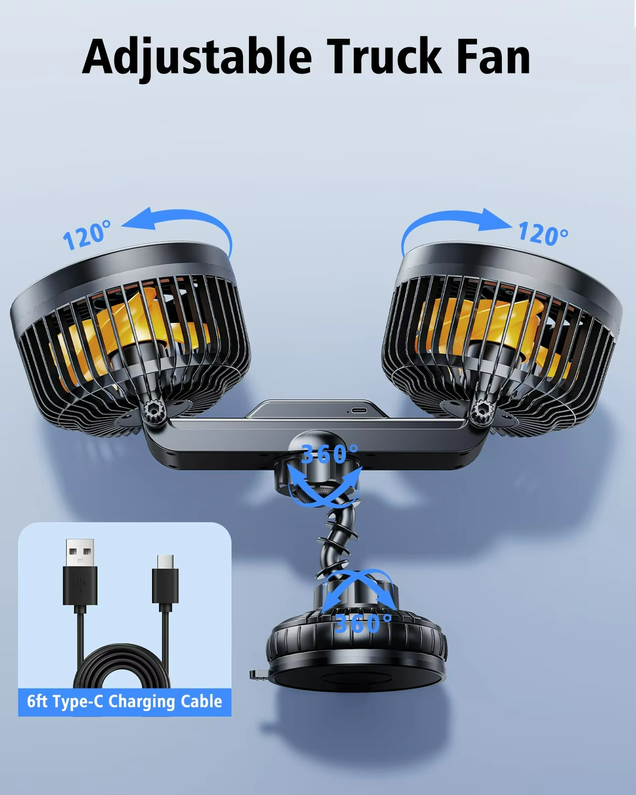 Draadloze Auto Ventilator 4000mAh met 3 Snelheden