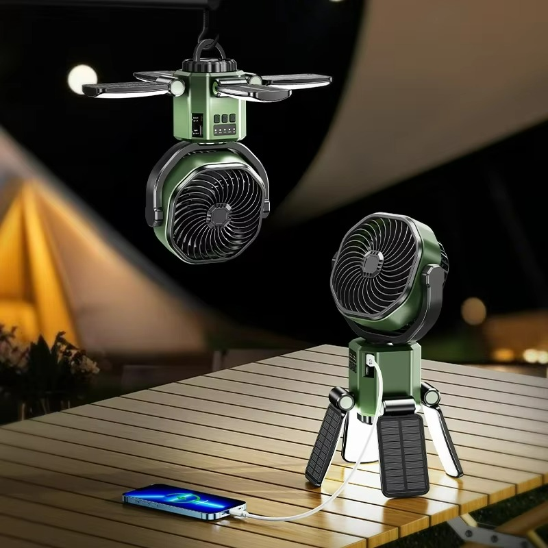 Camping Ventilator Draagbaar met LED Licht en 4 Snelheden - Velinix