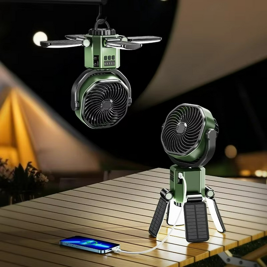 Camping Ventilator Draagbaar met LED Licht en 4 Snelheden - Velinix
