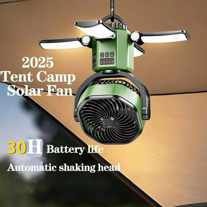 Camping Ventilator Draagbaar met LED Licht en 4 Snelheden