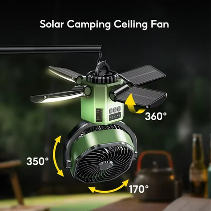 Camping Ventilator Draagbaar met LED Licht en 4 Snelheden
