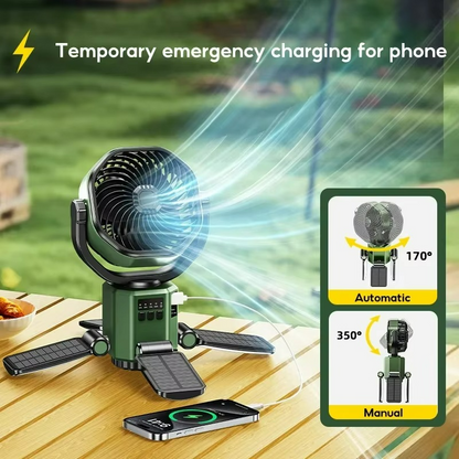 Camping Ventilator Draagbaar met LED Licht en 4 Snelheden