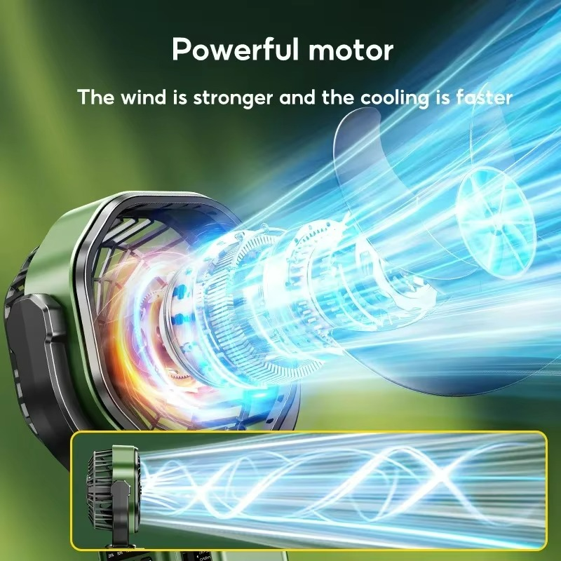Camping Ventilator Draagbaar met LED Licht en 4 Snelheden