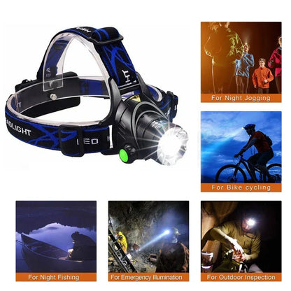 Waterdichte LED Hoofdlamp Oplaadbaar met Zoom