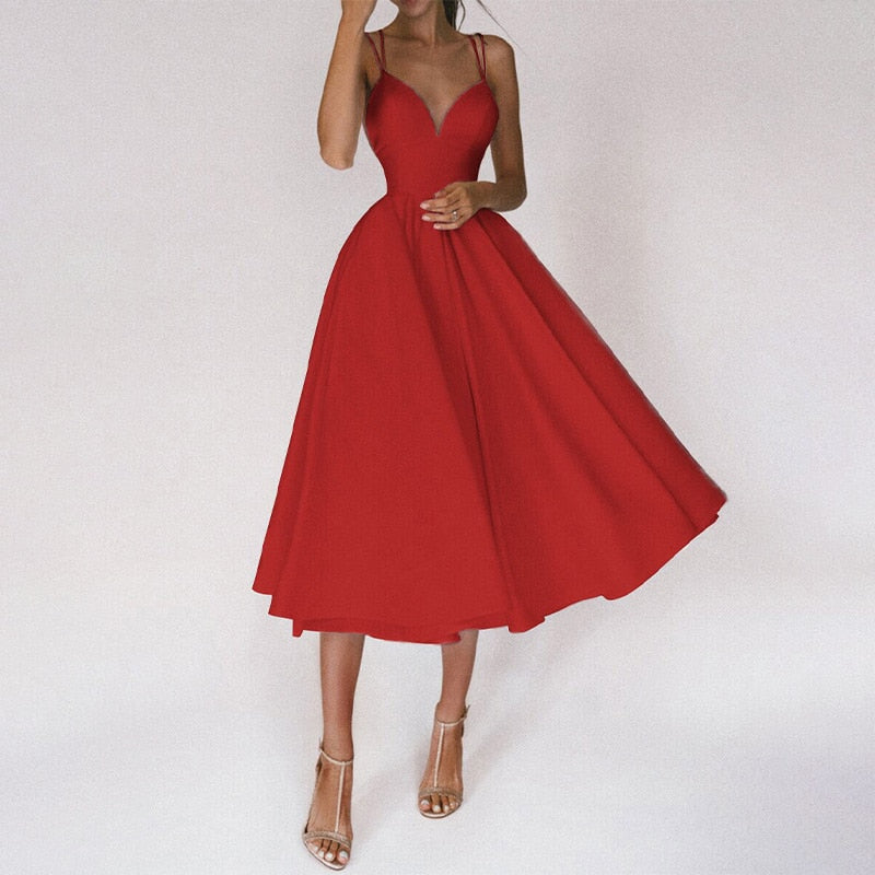 Elegancewear™ – Dames Lange Jurk V-hals en Rugvrij Ontwerp voor Feestelijke Kleding-5