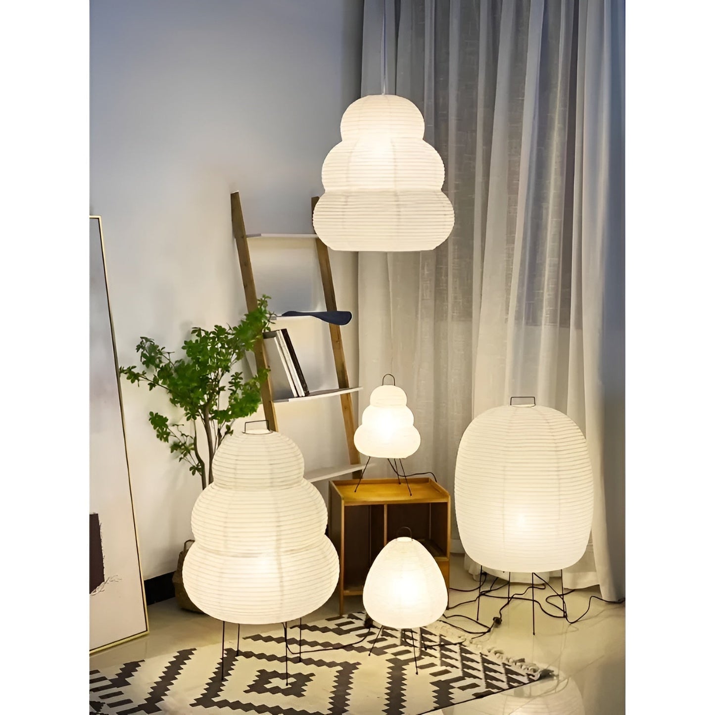 Rijstpapier LED Lamp Staand Uniek Design Waabi Sabi