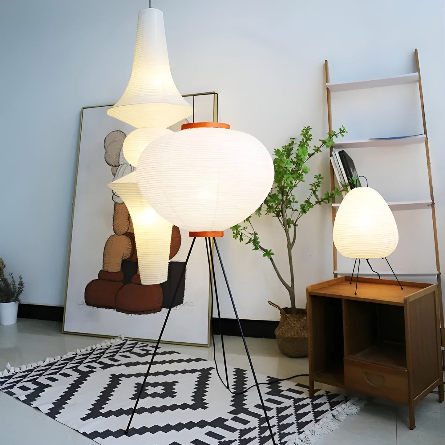 Rijstpapier LED Lamp Staand Uniek Design Waabi Sabi