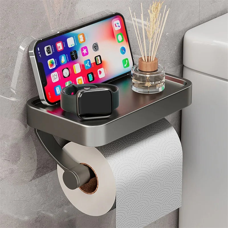 Toiletrolhouder Roestvrij Staal met Plankje voor Badkamer