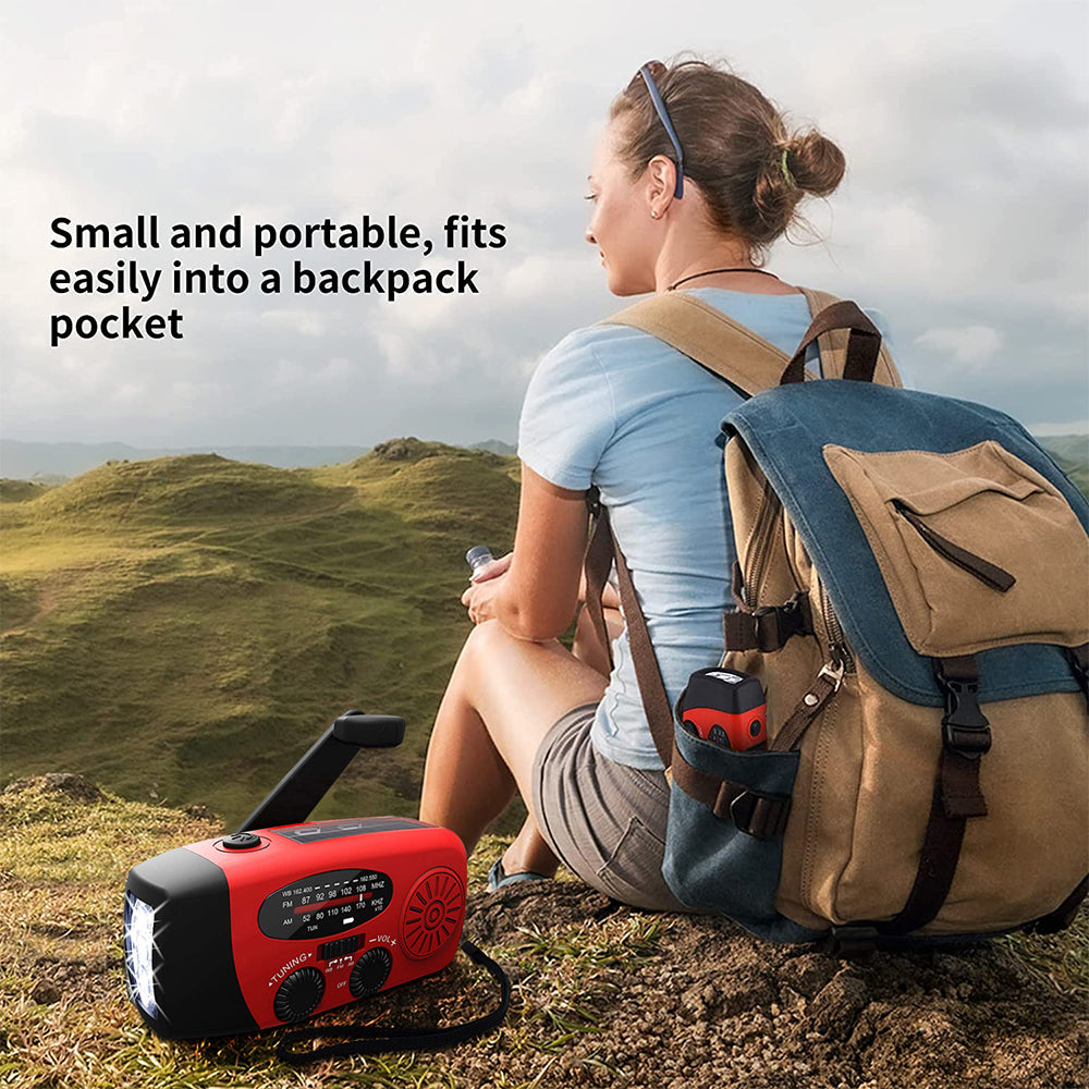 Noodradio met Powerbank, Solar, Handopwinder en Zaklamp voor Noodgevallen