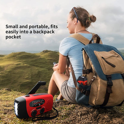 Noodradio met Powerbank, Solar, Handopwinder en Zaklamp voor Noodgevallen