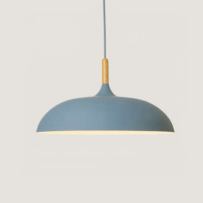 Retro Pendellamp Houten Armatuur Pastelkleurig Metalen Kap