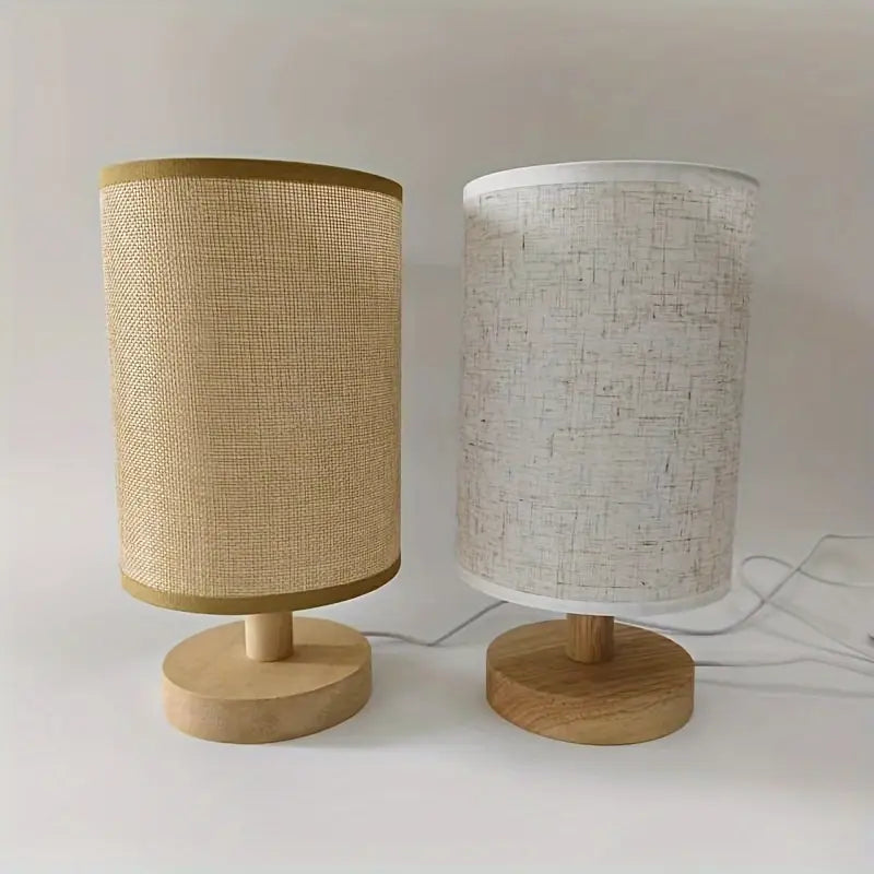 LED Tafellamp Houten Basis Stoffen Kap Minimalistisch Design