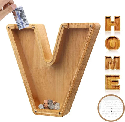 Houten Spaarpot Gepersonaliseerd met Naam of Initialen