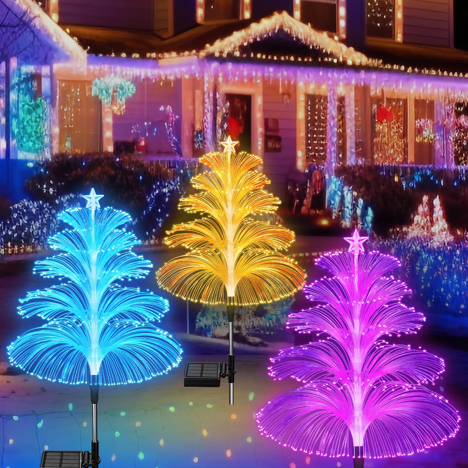 Zonne-Energie Tuinlampen Set van 3 Kleurveranderend LED - Velinix