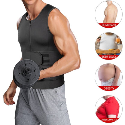 Sauna Vest voor Mannen - Trainingsvest met Taille Trainer voor Comfort en Stijl