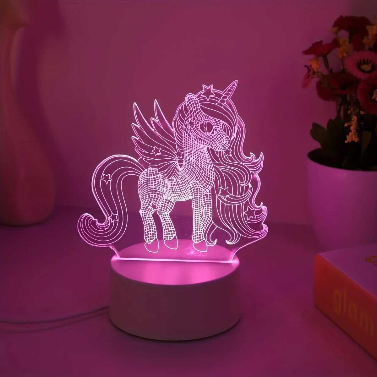 Eenhoorn Nachtlampje USB Roze Kindervriendelijk Tafellampje