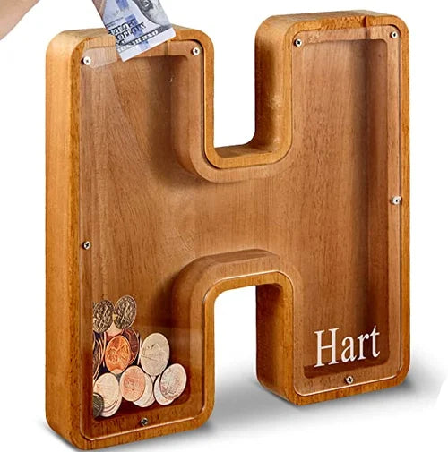 Houten Spaarpot Gepersonaliseerd met Naam of Initialen