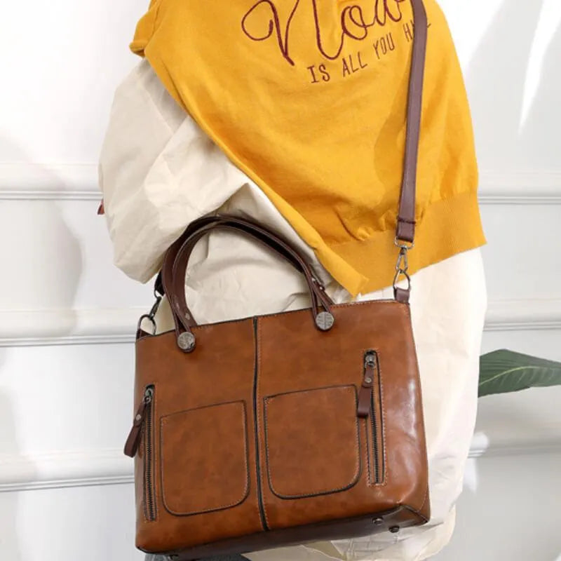 Vintage Schoudertas voor Vrouw Leer Maya Stijl