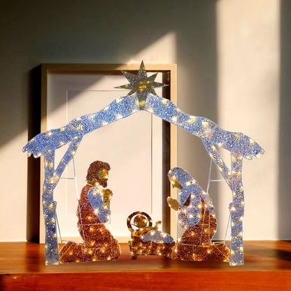 Kerstornament LED Verlicht Heilige Familie voor Tuin en Terras