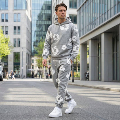Heren Trainingspak Comfortabel Bloemenprint Sportoutfit