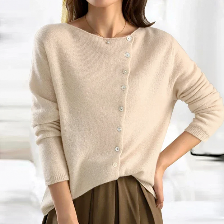 Variant image for Kaya™ – Dames Luxe Kasjmier Pullover met Warme Asymmetrische Knoopdetails-6