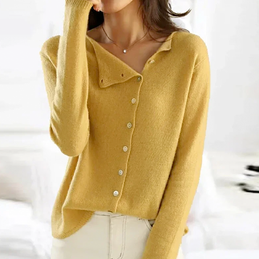 Variant image for Kaya™ – Dames Luxe Kasjmier Pullover met Warme Asymmetrische Knoopdetails-11
