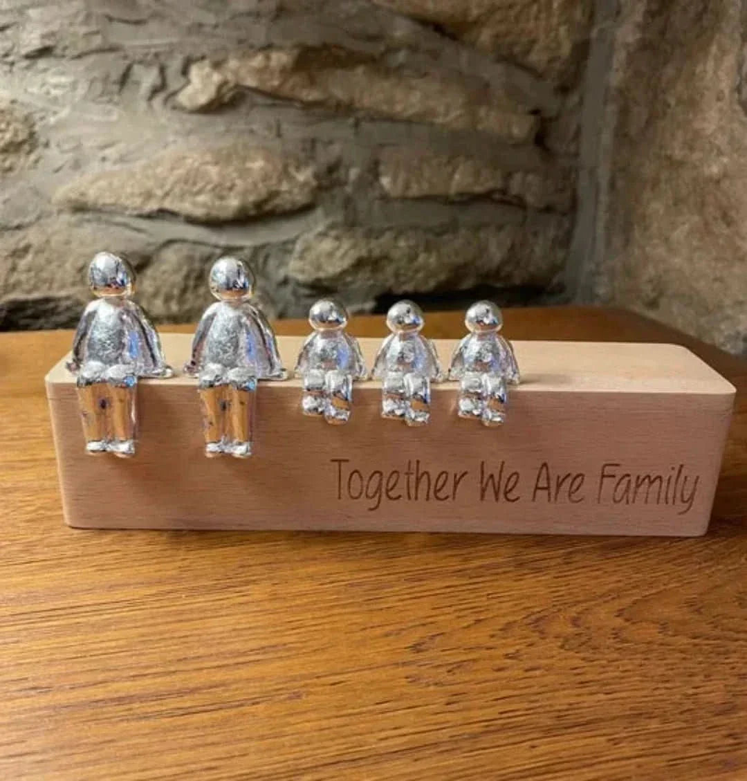 Familie Sculptuur Houten Liefdes Figuur